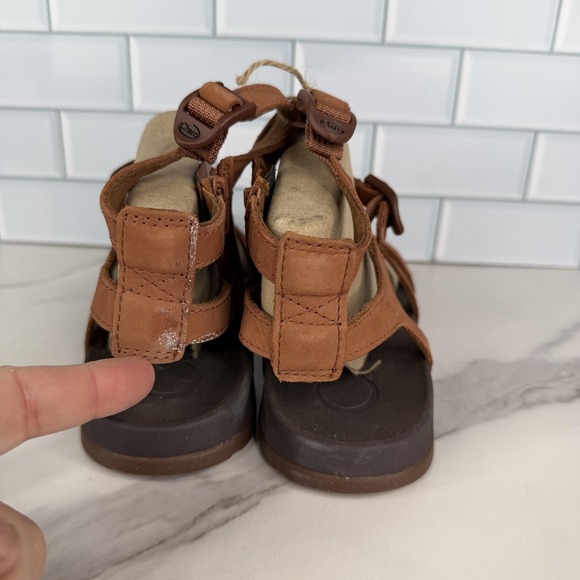 Chaco Leather Sandals Womens Size 7 Brown Strappy Ankle Strap Zip Buckle Comfort - Picture 5 of 14